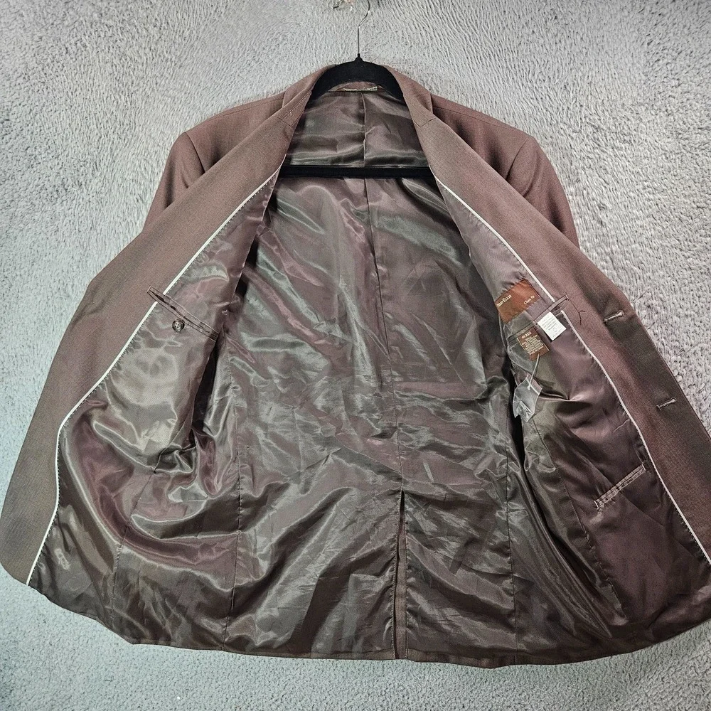 NEW Perry Ellis 40S Suit Blazer Jacket Men Classic‎ Fit Poly Textured Brown